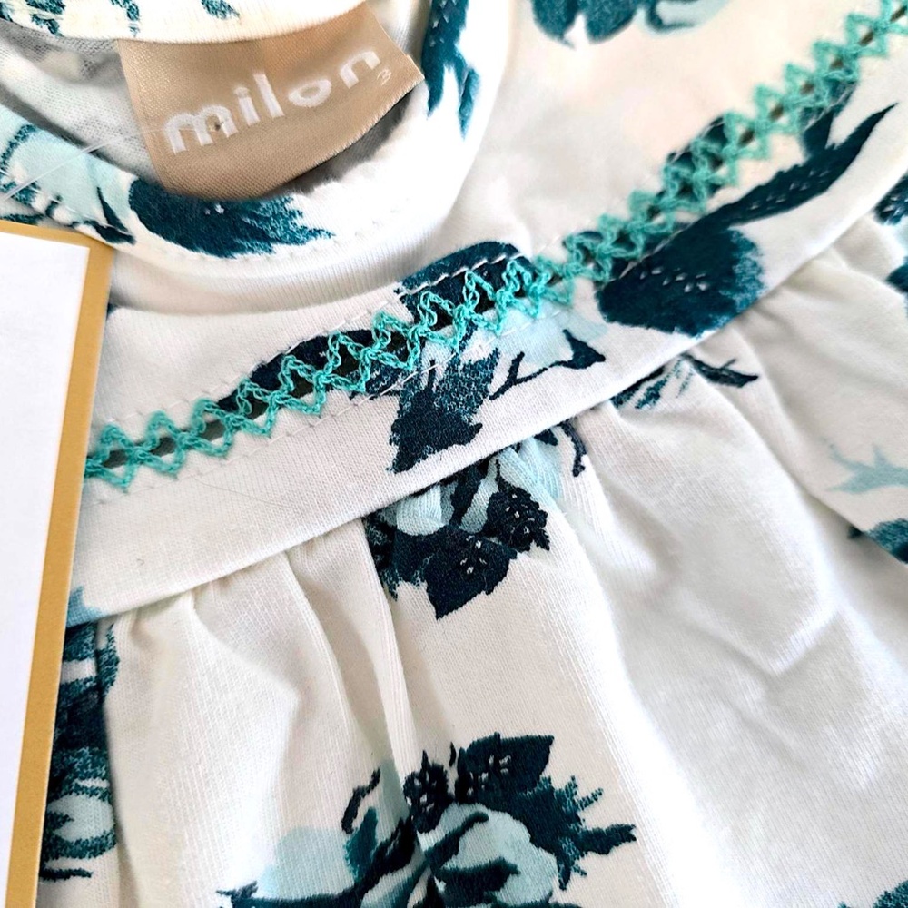 Brand New Very Pretty Blue and Cream Print MILON Girls Toddler Dress 3T - Picture 2 of 6